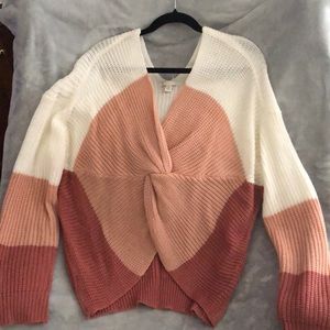 XL Pink and White Sweater